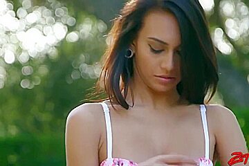 Tanned brunette got naked and spread her legs wide, because she desperately needed a good fuck