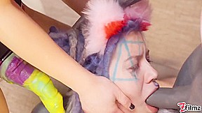 Tattooed Catplay Girl Double Blowjob With Lily Lu And Miss Flora