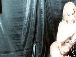 The Amazing shemale KARLA CARRILLO in leather getting naked