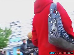 Thrilling public upskirt clip