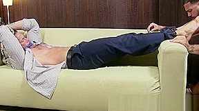 Tied up hunk Joey J has feet licked vigorously by fetishist
