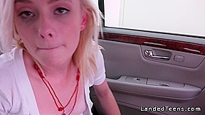 Tight teen 18+ pussy fucked in the car in public pov
