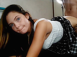 Tiny Brunette Gets Fucked Doggystyle
