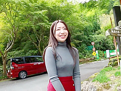Tiny Japanese Babe Outdoors Showing Boobs Off