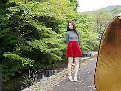 Tiny Japanese Babe Outdoors Showing Boobs Off