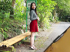 Tiny Japanese Babe Outdoors Showing Boobs Off