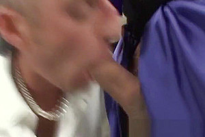 Trannys jugs get creamed