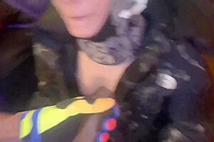 Trans Girl Drone Sucks Dick In Cum Covered Puffy Jacket