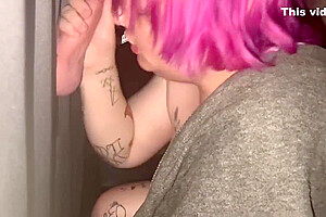 Trans Slut Ophilia Thorne Sucks Huge Strangers Cock Through Gloryhole While Cuckold Husband Listens