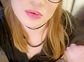 Trans Slut Sucking Toy & Cumming