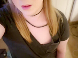 Trans Slut Sucking Toy & Cumming