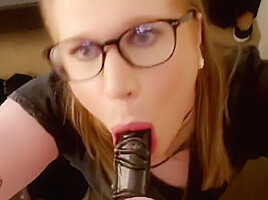 Trans Slut Sucking Toy & Cumming