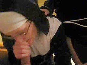 Two nuns sucking cock in POV porn video
