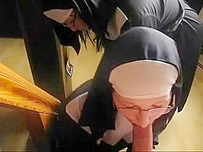 Two nuns sucking cock in POV porn video