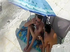 Under the sun umbrella handjob