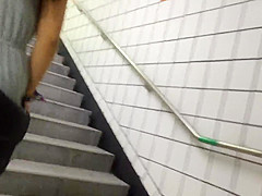 Upskirt Stairs: Hot Asian With Massive Boobs