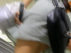 Upskirt Stairs: Hot Asian With Massive Boobs