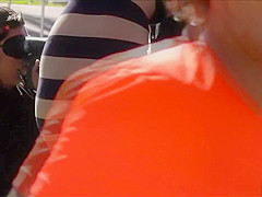 Upskirt of a greek super model