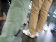 Upskirt of adorable teen 18+ girl in crowd