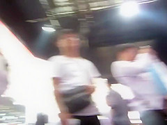 Upskirt of adorable teen 18+ girl in crowd