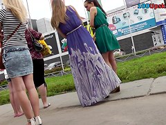 Upskirt view surprises with really appetizing ass