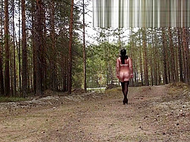 Velena - Nude walk along the road 