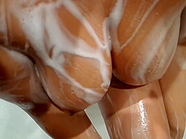 Wet Soapy Natural Big Tits