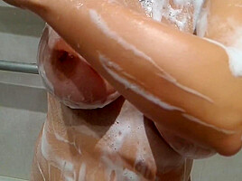 Wet Soapy Natural Big Tits