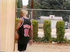White guy sucking a bbc behind the basketball court