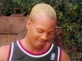 White guy sucking a bbc behind the basketball court
