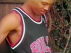 White guy sucking a bbc behind the basketball court