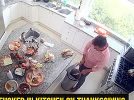 Young blonde spread her legs in the kitchen and got an orgasm from sex   