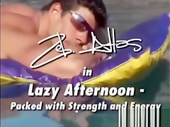 Zeb jerks off by the pool