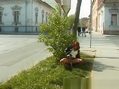 chicks pissing in public