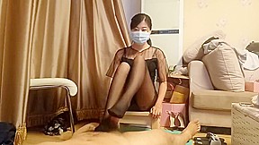 chinese teacher stocking footjob