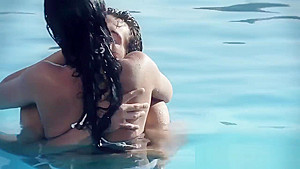 dirty threesome fucking on pool