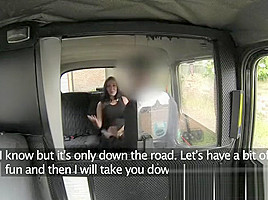 i Big boobed babe gets her tits gropped by randy taxi driver