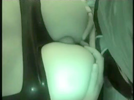 jizz flow on woman in gasmask