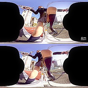 schoolgirls 18+ on Bicycles Upskirt VR 1 - PetersMAX