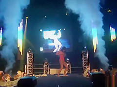 sexy strip show on public stage