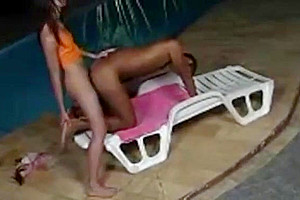 shemale fucks guy near a pool
