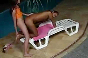 shemale fucks guy near a pool