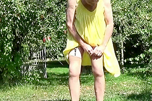 tranny shemale garden lingerie anal dildo 18