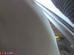 upskirt video with short-haired brunette