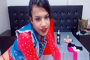 wild ladyboy fake penis Plays Her taut butthole