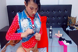 wild ladyboy fake penis Plays Her taut butthole